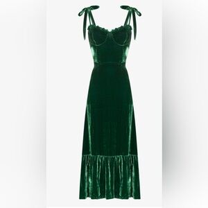 Green Reformation Antoinette velvet midi dress